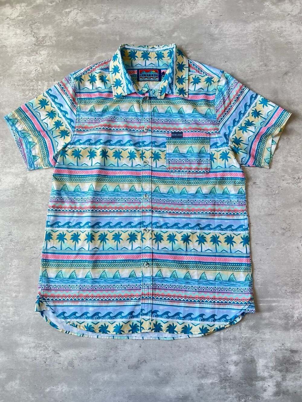 Burlebo Palms & Fins Short Sleeve Button Up Shirt